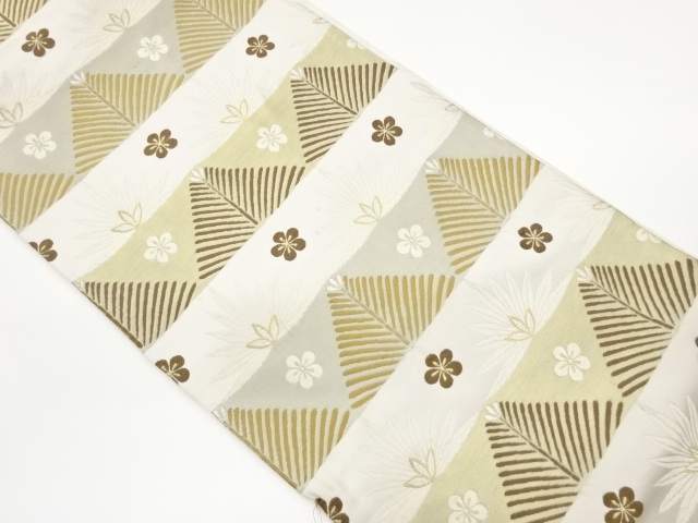 横段・若松に花模様織出し袋帯